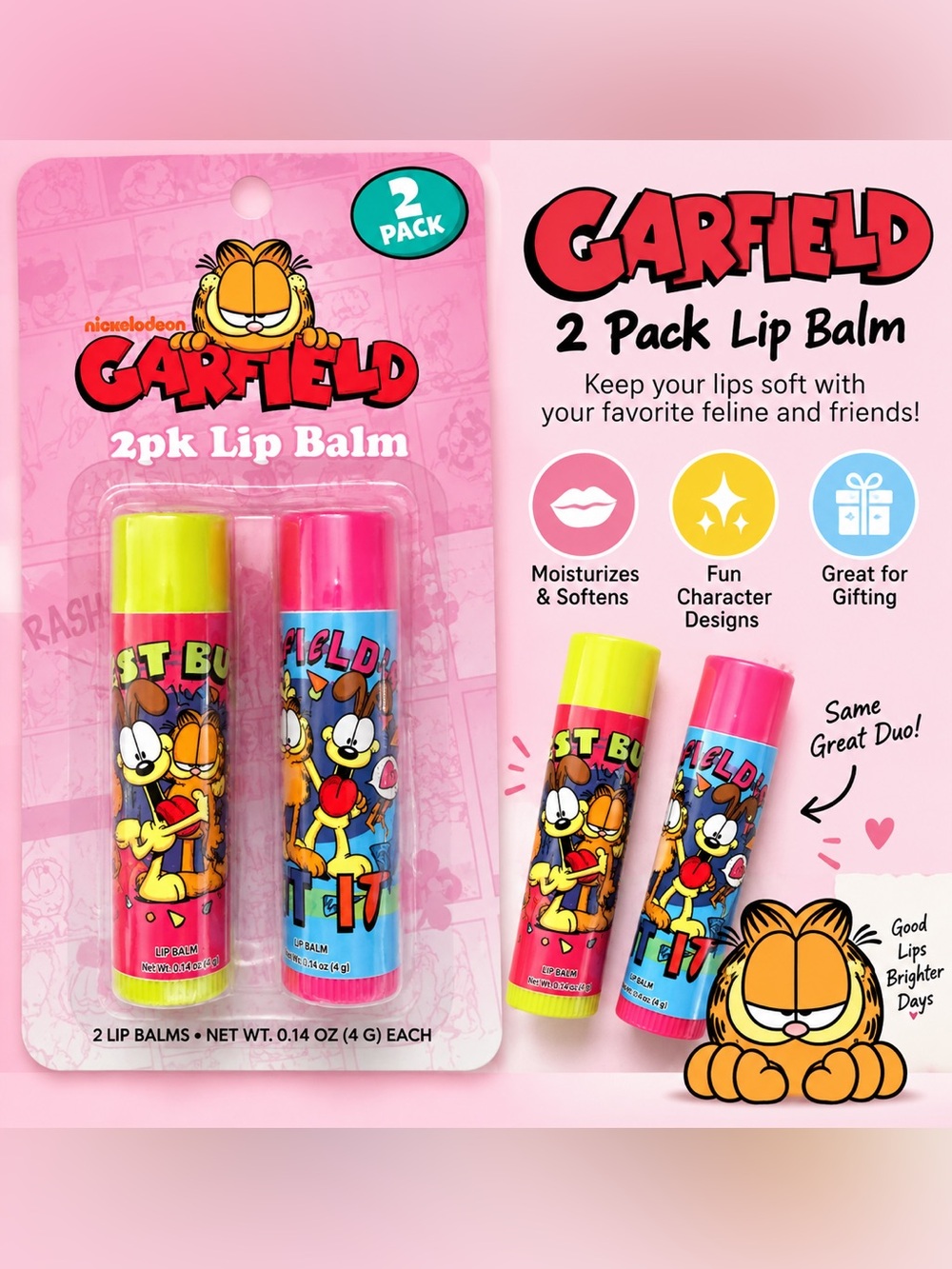 β€οΈ5/$25π Garfield 2-Pack Lip Balm